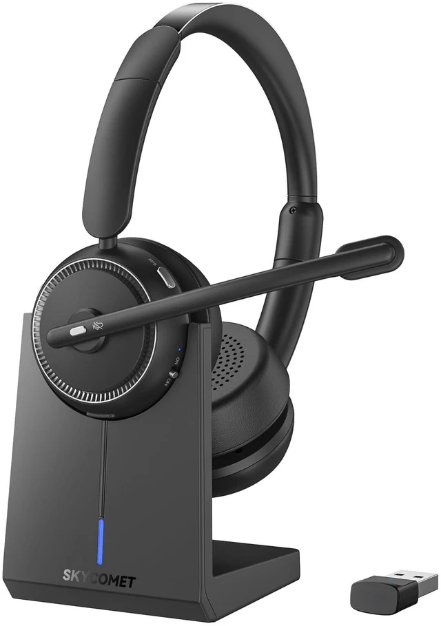 Main image of Wireless Headset with Mic for Work, Bluetooth Headset with Noise Canceling Mic & Charging Base, Wireless Headphones with Mic for Remote Workers/Call Center/PC/Laptop/Computer/Home/Office/Zoom/Teams