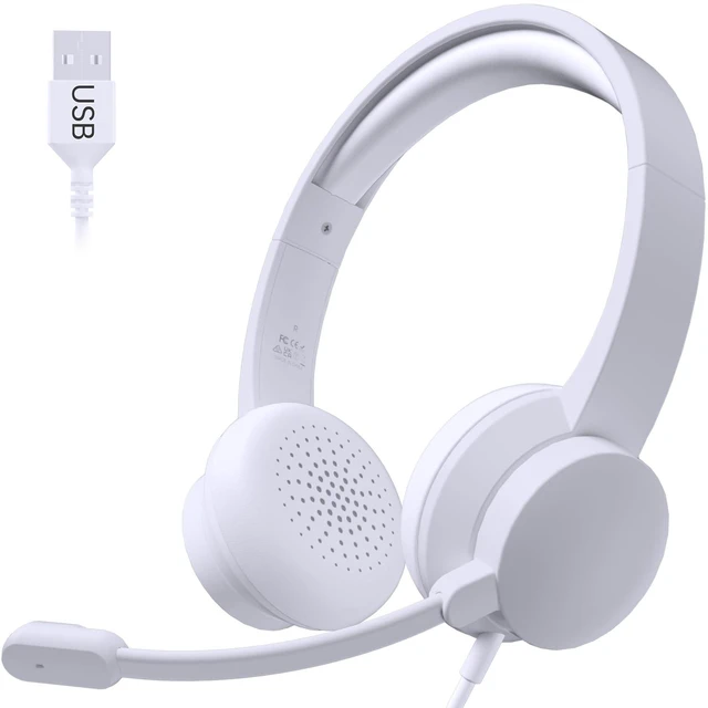 Main image of USB Headset with Microphone for PC, Noise-Canceling Mic, USB-A | Noise-Canceling Mic, USB-A Plug & Play, Comfortable On-Ear Design, Ideal for Teams, Skype & Online Classes