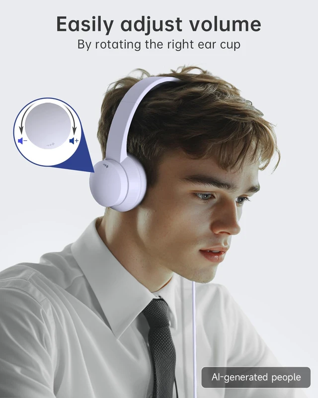 Alt view image 4 of 7 - USB Headset with Microphone for PC, Noise-Canceling Mic, USB-A | Noise-Canceling Mic, USB-A Plug & Play, Comfortable On-Ear Design, Ideal for Teams, Skype & Online Classes