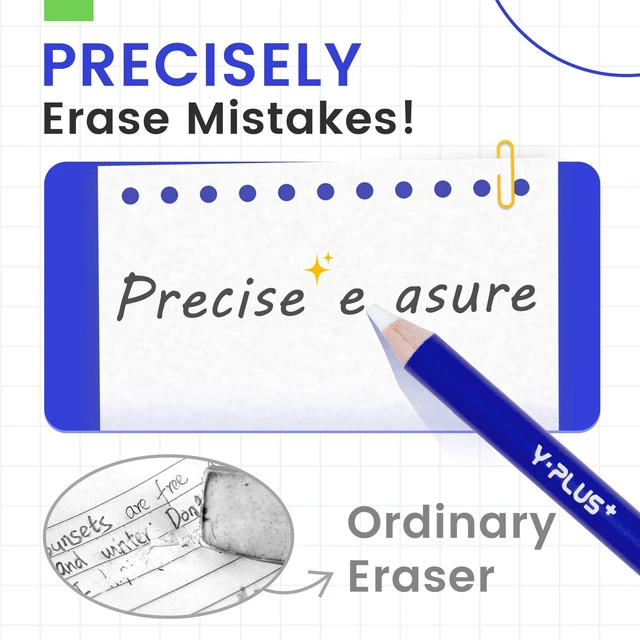 Alt view image 2 of 7 - Eraser Pen with Sharpener, Fine Detail Erasing, Blue, 3 Pcs | Pen-style sharpenable erasers for kids, artists and adults, school and art use, back to school supplies