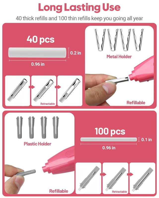 Alt view image 5 of 6 - Electric Eraser with 140 Eraser Refills, Rechargeable Pencil Erasers for Artists, Electric Erasers for Drafting, Drawing, Painting, Sketching, Architectural Plans, Detailer Tool EE25(Red)