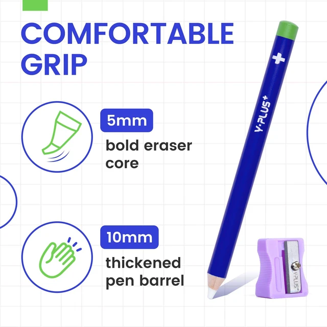 Alt view image 3 of 7 - Eraser Pen with Sharpener, Fine Detail Erasing, Blue, 3 Pcs | Pen-style sharpenable erasers for kids, artists and adults, school and art use, back to school supplies