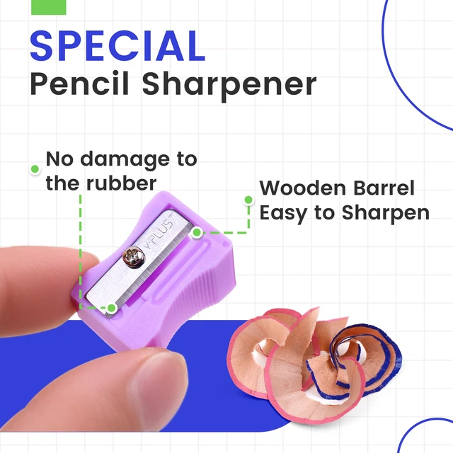 Alt view image 4 of 7 - Eraser Pen with Sharpener, Fine Detail Erasing, Blue, 3 Pcs | Pen-style sharpenable erasers for kids, artists and adults, school and art use, back to school supplies