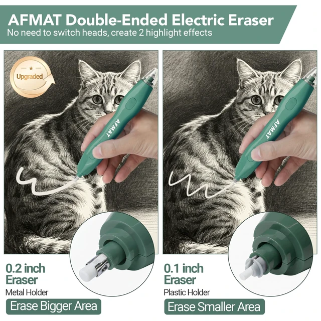 Alt view image 2 of 7 - Electric Eraser, with 140 Eraser Refills, Rechargeable Pencil Erasers for Artists, Electric Erasers for Drafting, Drawing, Painting, Sketching, Architectural Plans, Detailer Tool EE25