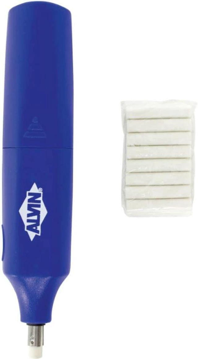Main image of Battery Operated Eraser, Auto Erasers for Drawing, Painting, Sketching, Drafting, Architectural Plans, Comes with 8 replacement erasers - Blue