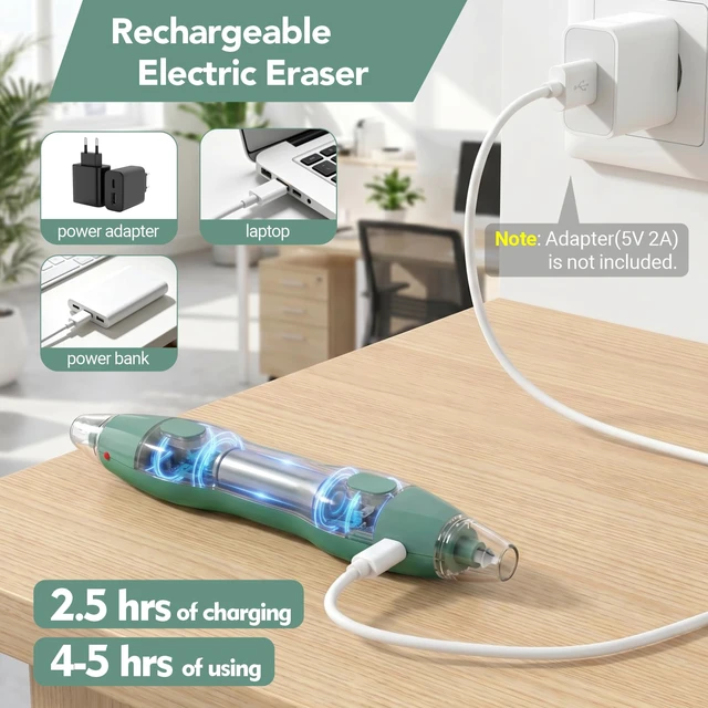 Alt view image 3 of 7 - Electric Eraser, with 140 Eraser Refills, Rechargeable Pencil Erasers for Artists, Electric Erasers for Drafting, Drawing, Painting, Sketching, Architectural Plans, Detailer Tool EE25