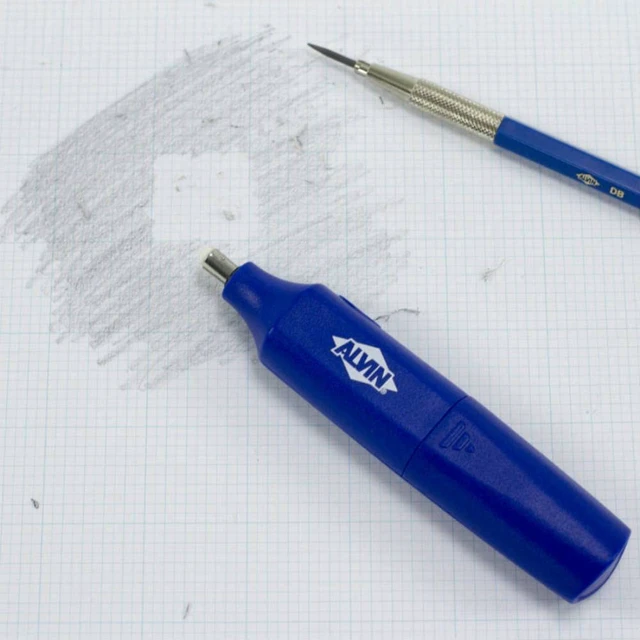 Alt view image 3 of 3 - Battery Operated Eraser, Auto Erasers for Drawing, Painting, Sketching, Drafting, Architectural Plans, Comes with 8 replacement erasers - Blue