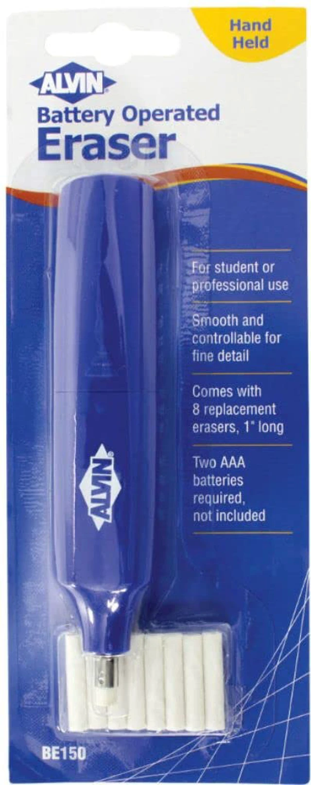 Alt view image 2 of 3 - Battery Operated Eraser, Auto Erasers for Drawing, Painting, Sketching, Drafting, Architectural Plans, Comes with 8 replacement erasers - Blue