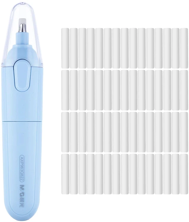 Main image of Electric Eraser for Artists, Rechargeable 60 Eraser Refills, Automatic Portable Plastic Pen, Requires 2 AAA Batteries (Not Included), Battery Operated for Drafting, Sketching, Painting (Blue)