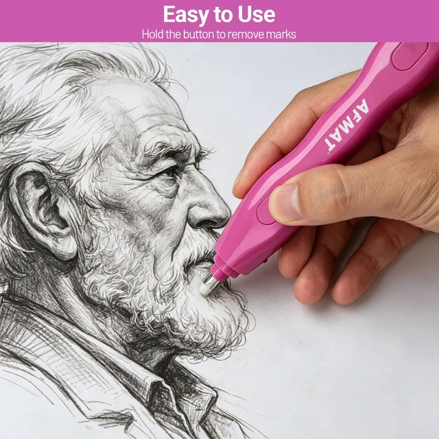 Alt view image 4 of 7 - Electric Eraser, with 140 Eraser Refills, Rechargeable Pencil Erasers for Artists, Electric Erasers for Drafting, Drawing, Painting, Sketching, Architectural Plans, Detailer Tool EE25(Rose Red)
