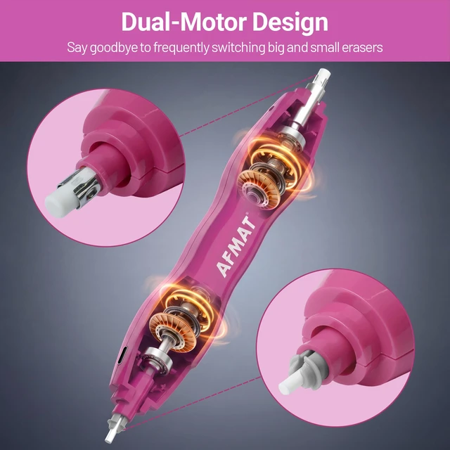 Alt view image 2 of 7 - Electric Eraser, with 140 Eraser Refills, Rechargeable Pencil Erasers for Artists, Electric Erasers for Drafting, Drawing, Painting, Sketching, Architectural Plans, Detailer Tool EE25(Rose Red)