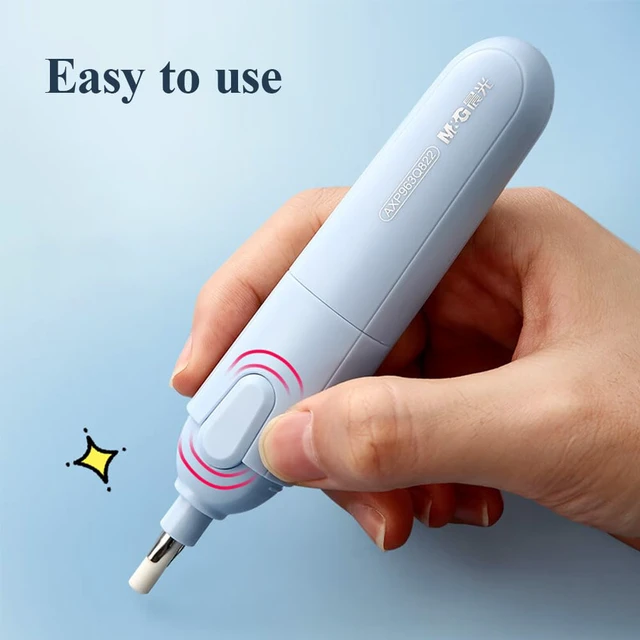 Alt view image 6 of 7 - Electric Eraser for Artists, Rechargeable 60 Eraser Refills, Automatic Portable Plastic Pen, Requires 2 AAA Batteries (Not Included), Battery Operated for Drafting, Sketching, Painting (Blue)
