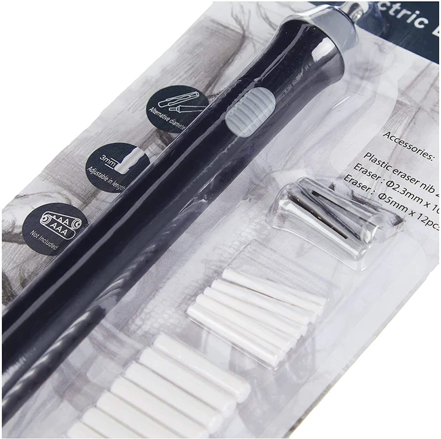 Alt view image 2 of 7 - Electric Eraser with 22 Refills for Sketching Drawing and Pencil Art | Portable Battery Powered Eraser for Precise Pencil Correction with Two Tip Sizes for Artists Students and Design Work