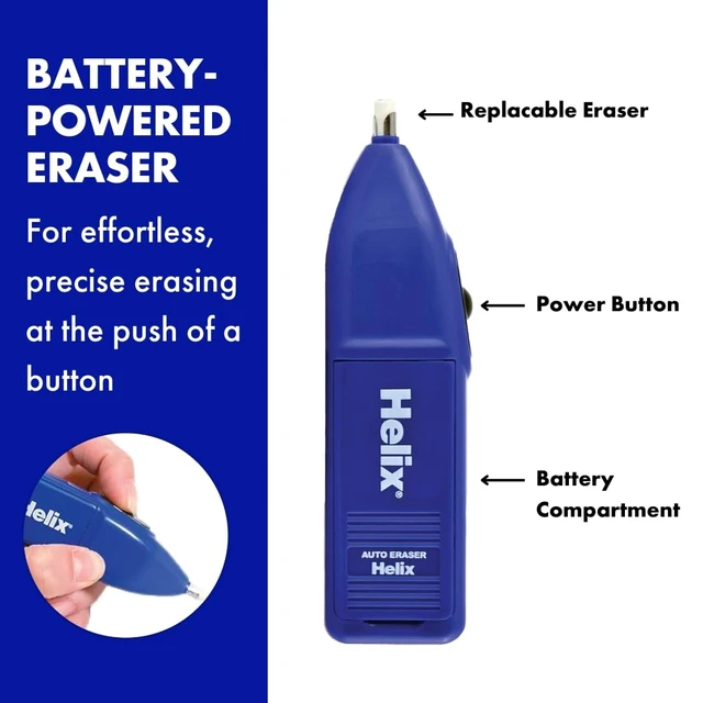 Alt view image 3 of 7 - Helix - Professional Automatic Eraser - Battery-Powered - Blue | Precise and Efficient - For Artists and Architects - Effortless Precision - Detailed Pencil Drawings - Compact Design
