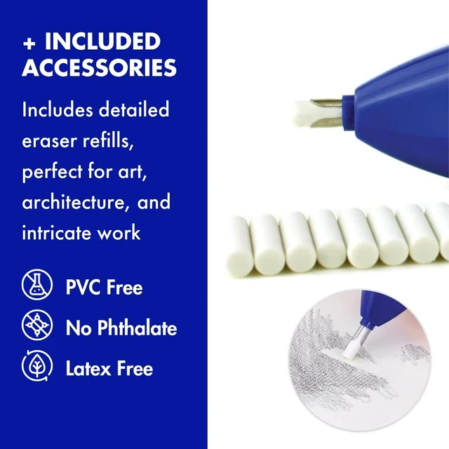 Alt view image 4 of 7 - Helix - Professional Automatic Eraser - Battery-Powered - Blue | Precise and Efficient - For Artists and Architects - Effortless Precision - Detailed Pencil Drawings - Compact Design