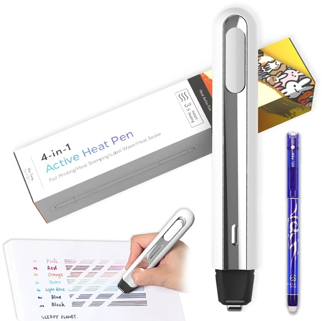 Main image of Mini Heat Pen, Erasable Gel Ink Eraser, Thermal Print Eraser & Foil Quill | Eraser for erasable fabric markers | Thermal label eraser | Quilting marks | TCG card flattening kit | Hot foil | Heat press