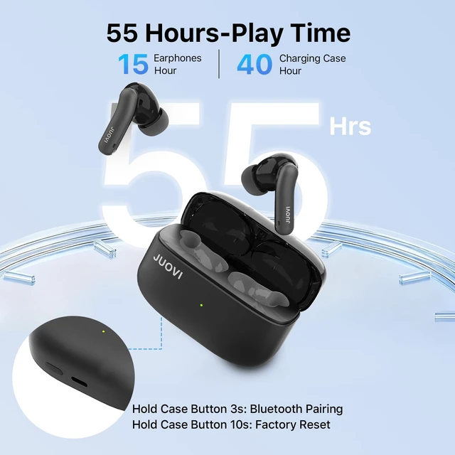 Alt view image 3 of 6 - Ture Wireless Earbuds Active Noise Cancelling Bluetooth Headphones 55H Playtime 6-Mic ENC Clear Calls, Bluetooth 5.4 IPX5, 52dB Hybrid ANC in-Ear Earbuds for Phone Laptop etc