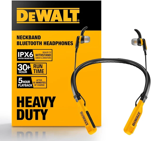 Main image of Heavy Duty Bluetooth Neckband Headphones, Wireless Around The Neck Earbuds w/ 30H Runtime + Noise Isolation, Secure Magnetic Wireless Earbuds, Jobsite Pro Built-in Mic Bluetooth Headsets