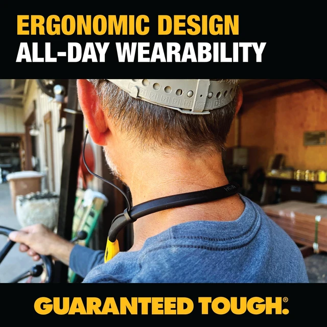 Alt view image 7 of 7 - Heavy Duty 2-in-1 Neckband Bluetooth Headphones w/Built-in Speakers, Jobsite Wearable Speaker & Around Neck Headphones, Wireless Bluetooth Headset, 60+ Hrs Hands-Free Music/Calls, Carry Pouch