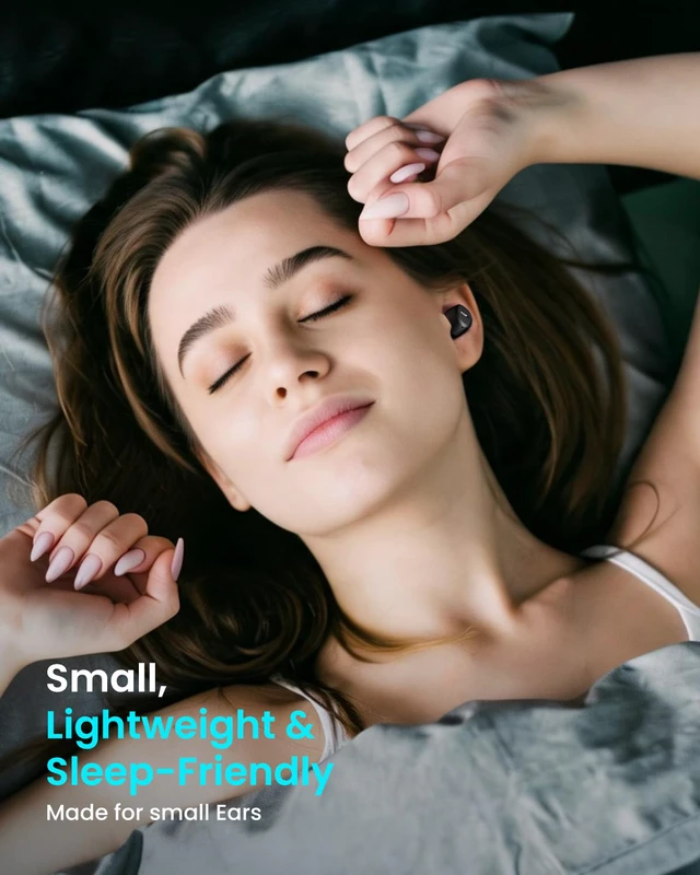 Alt view image 6 of 7 - A1 Wireless Earbuds Bluetooth 5.3 Light Weight in Ear Headphones | IPX5 Waterproof,2 Mics for AI Calls,Immersive Premium Sound Bass Headset with Charging Case,32 EQ via App Black