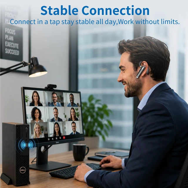 Alt view image 7 of 7 - Bluetooth Headset with USB Dongle,Wireless Headset with Mic for Work | Bluetooth 6.1,24H Talk Time&10H Playtime via USB,Dual connect & Mute Bluetooth Earpiece with Noise Canceling for Work Trucker