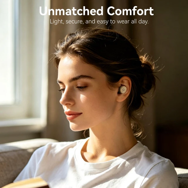 Alt view image 4 of 7 - T10 Wireless Earbuds Powerful Bass Stereo Wireless Charging, APP, IPX8 | Waterproof, 55H Playtime, Ergonomic Design In Ear buds, App Customize EQ, Bluetooth 5.3 Headphones for Work, Travel, Khaki