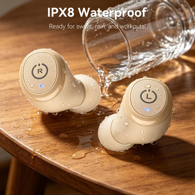 Alt view image 5 of 7 - T10 Wireless Earbuds Powerful Bass Stereo Wireless Charging, APP, IPX8 | Waterproof, 55H Playtime, Ergonomic Design In Ear buds, App Customize EQ, Bluetooth 5.3 Headphones for Work, Travel, Khaki