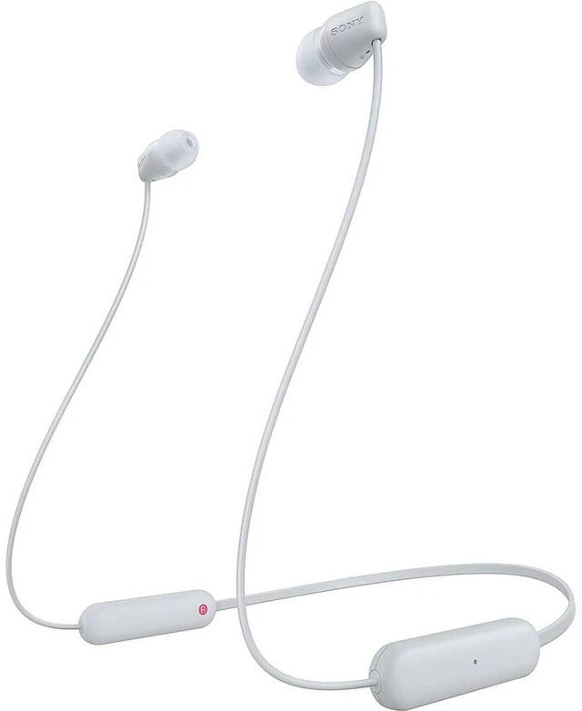 Main image of WI-C100 Wireless in-Ear Bluetooth Headphones with Built-in Mic, White | Up to 25 Hrs of Battery, Clear Hands-Free Calling, Easy Button Operation, Flexible Neckband, IPX4 Water Resistant