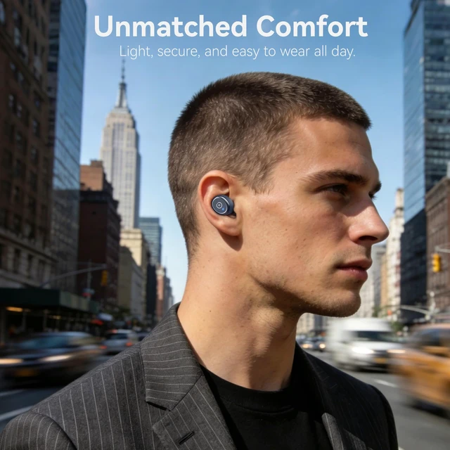 Alt view image 4 of 7 - T10 Wireless Earbuds Powerful Bass Stereo Wireless Charging, APP, IPX8 | Waterproof, 55H Playtime, Ergonomic Design In Ear buds, App Customize EQ, Bluetooth 5.3 Headphones for Work, Travel, Blue