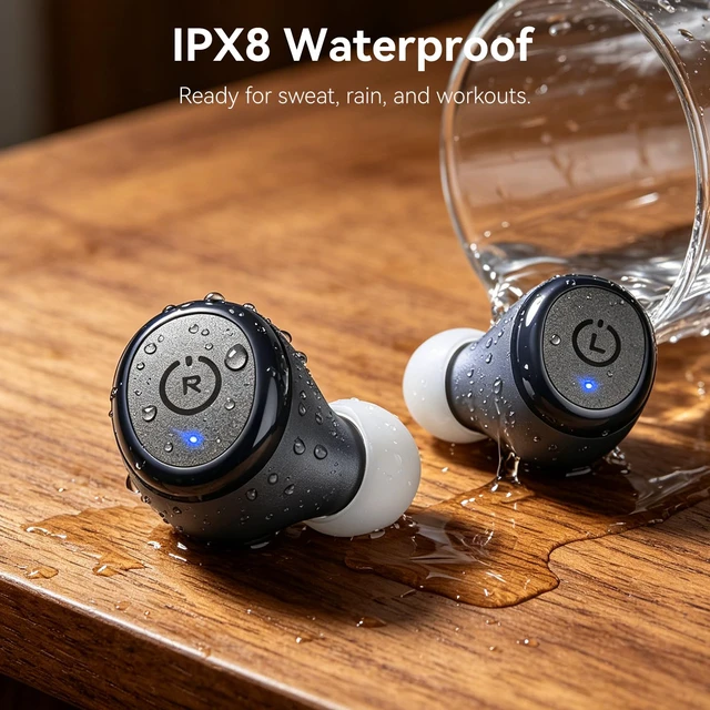 Alt view image 5 of 7 - T10 Wireless Earbuds Powerful Bass Stereo Wireless Charging, APP, IPX8 | Waterproof, 55H Playtime, Ergonomic Design In Ear buds, App Customize EQ, Bluetooth 5.3 Headphones for Work, Travel, Blue