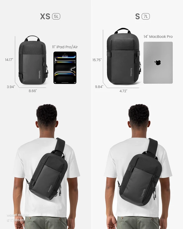 Alt view image 5 of 7 - 7L Sling Backpack Crossbody Bag for Men Women, EDC Daypack Chest Shoulder Bag for 14-Inch MacBook Pro M5/M4/M3/M2/M1, 13" MacBook Air/Neo, 13" iPad Air M4/M5, Organized, Daily Use, Work/Travel