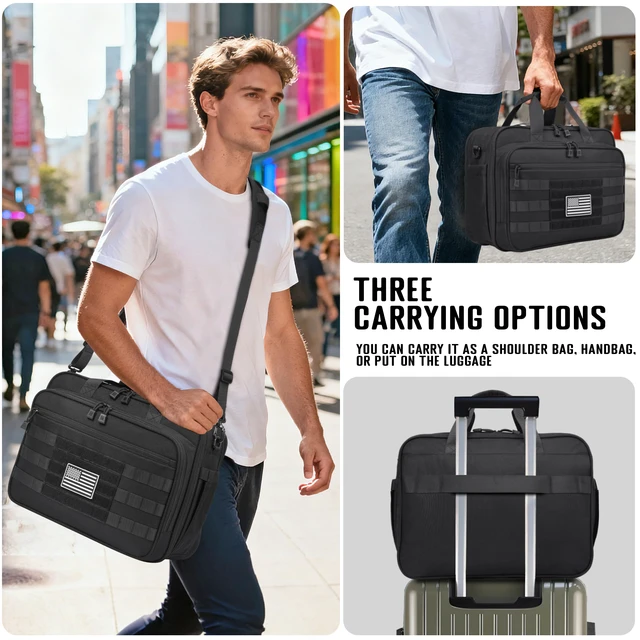 Alt view image 2 of 7 - Tactical Messenger Laptop Bag Large Military Briefcase 17.3 Inch Computer Work Office Bag for Men YKK-Zippers