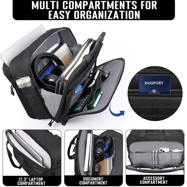 Alt view image 3 of 7 - Tactical Messenger Laptop Bag Large Military Briefcase 17.3 Inch Computer Work Office Bag for Men YKK-Zippers
