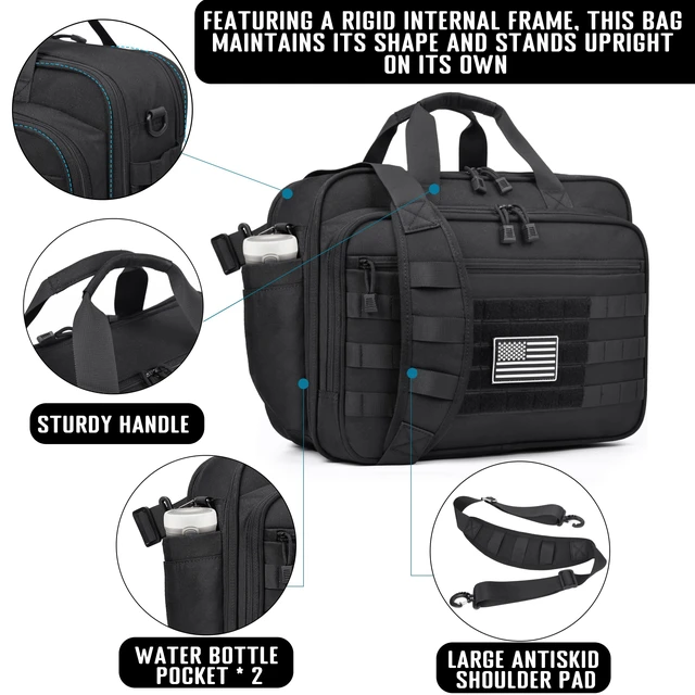 Alt view image 6 of 7 - Tactical Messenger Laptop Bag Large Military Briefcase 17.3 Inch Computer Work Office Bag for Men YKK-Zippers