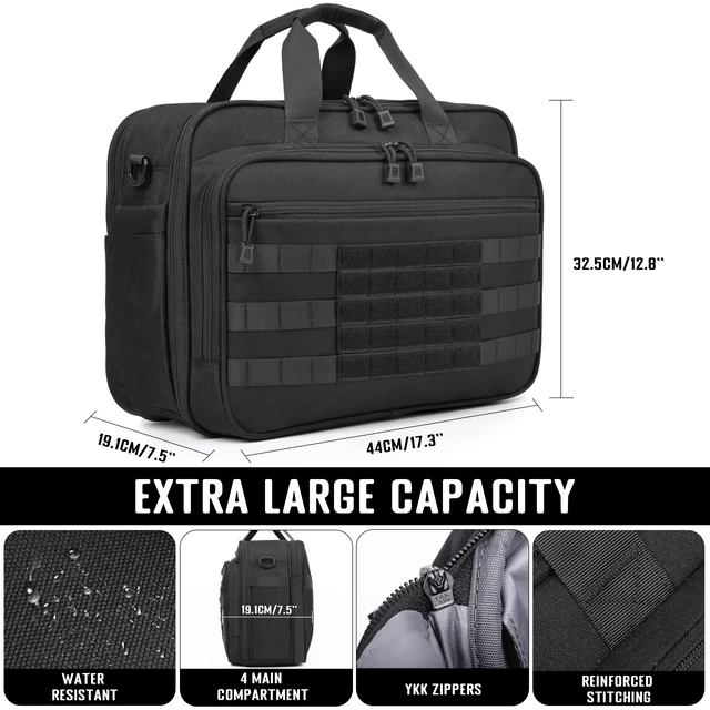 Alt view image 7 of 7 - Tactical Messenger Laptop Bag Large Military Briefcase 17.3 Inch Computer Work Office Bag for Men YKK-Zippers