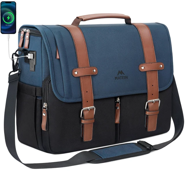 Main image of Messenger Bag for School, 15.6 inch Mens Crossbody Satchel for Work | Laptop Bags with USB Charging Port, Large Student College Bag, Water Resistant Computer Briefcase for Office, Commuting