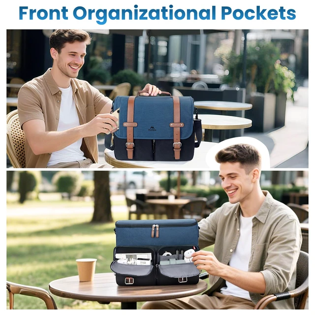 Alt view image 4 of 7 - Messenger Bag for School, 15.6 inch Mens Crossbody Satchel for Work | Laptop Bags with USB Charging Port, Large Student College Bag, Water Resistant Computer Briefcase for Office, Commuting