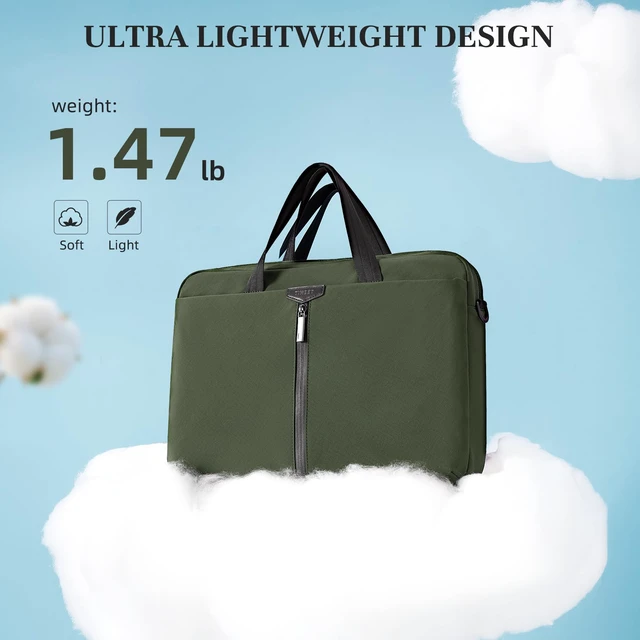 Alt view image 6 of 7 - 17.3 Inch Laptop Bag for Men Women, Lightweight Computer Bag Laptop Briefcase with Shoulder Strap, Water-Resistant Laptop Shoulder Bag Work Bag Business Travel Office, Olive Green