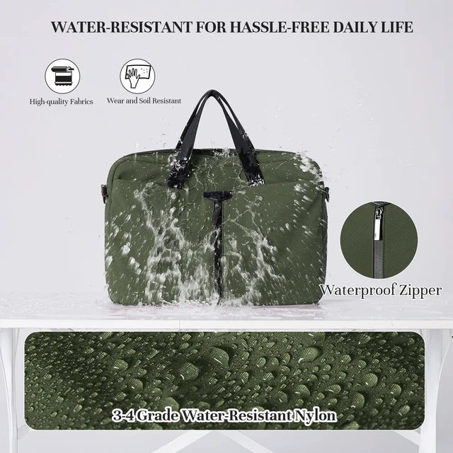 Alt view image 7 of 7 - 17.3 Inch Laptop Bag for Men Women, Lightweight Computer Bag Laptop Briefcase with Shoulder Strap, Water-Resistant Laptop Shoulder Bag Work Bag Business Travel Office, Olive Green