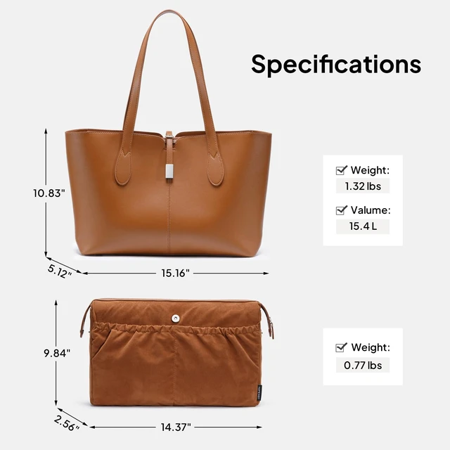 Alt view image 6 of 6 - Tote Bag for Women 15.6" Work Bag with Removable Laptop Sleeve | Leather Laptop Bag Lightweight Computer Handbag Shoulder Bag with Laptop Compartment & Multiple Pockets, Dark Brown