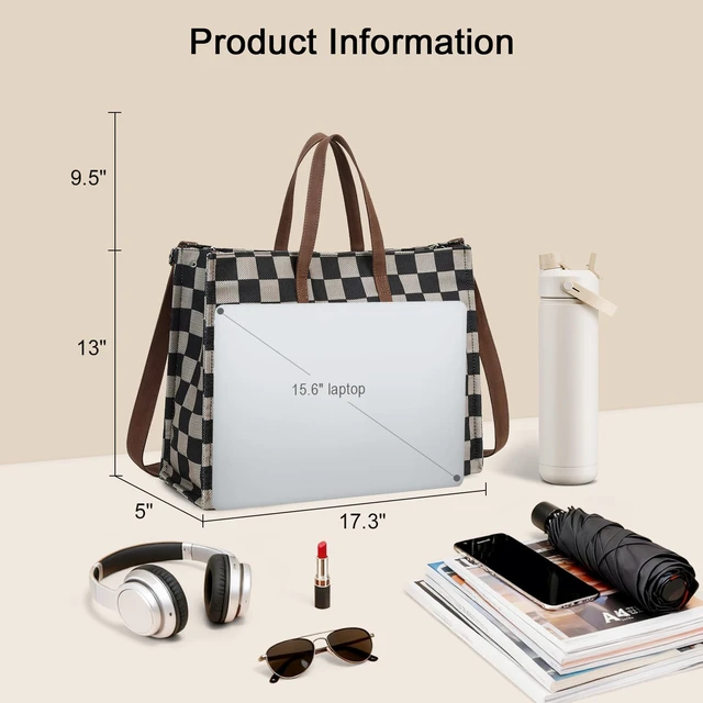 Alt view image 3 of 7 - Work Tote Bag for Women, Laptop Tote Bag With 15.6 Inch Padded Compartment, Teacher Nurse Bible Bags Professional Briefcase Business Computer Purses for Office, School and Travel