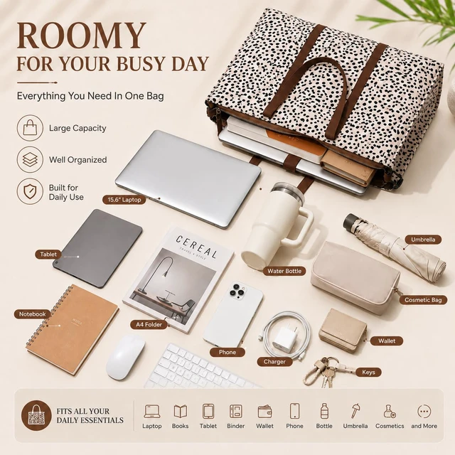 Alt view image 5 of 7 - Work Tote Bag for Women, Laptop Tote Bag With 15.6 Inch Padded Compartment, Teacher Nurse Bible Bags Professional Briefcase Business Computer Purses for Office, School and Travel