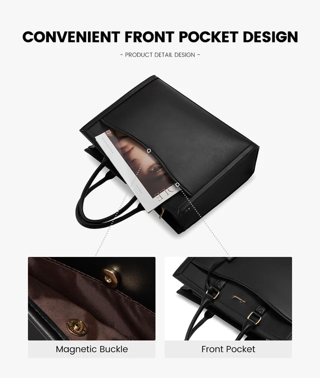 Alt view image 6 of 7 - Laptop Tote Bag for Women, Large Work Computer Bag with Cup Holder | PU Leather Business Briefcase Teacher Travel College Bag Handbag fit for 15.6 inch Laptop, Office Purses Gifts for Women,2pcs
