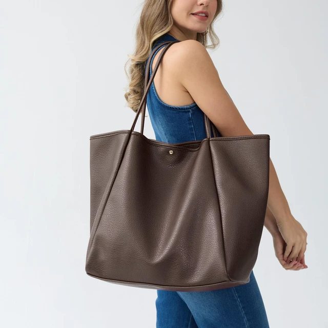 Alt view image 2 of 6 - Oversize Pu Leather Tote Women Weekender Bag Shopper Handbag Travel Purse (Coffee)