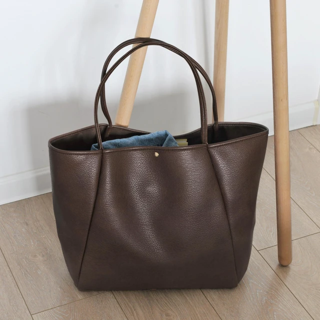 Alt view image 3 of 6 - Oversize Pu Leather Tote Women Weekender Bag Shopper Handbag Travel Purse (Coffee)