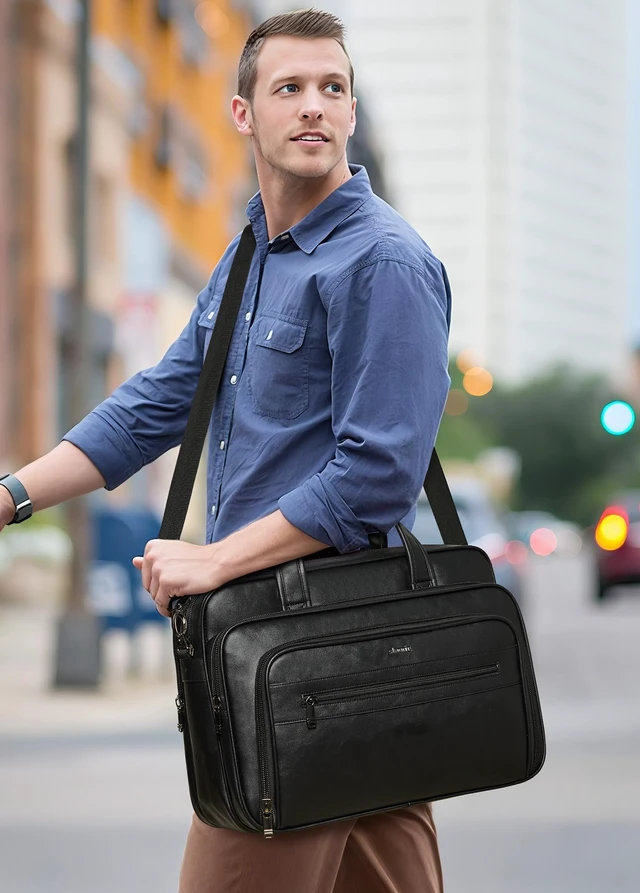 Alt view image 3 of 7 - 17 Inch Large Laptop Messenger Bag for Men and Women