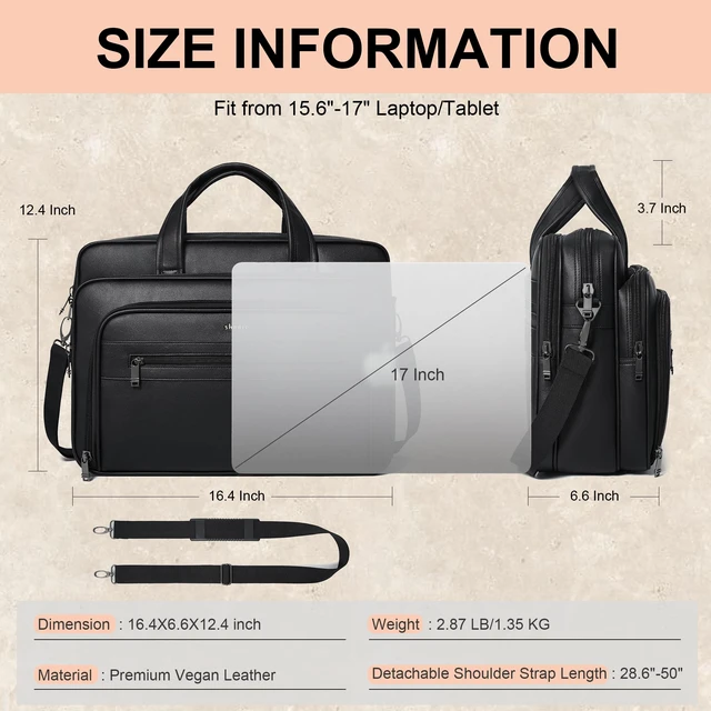 Alt view image 4 of 7 - 17 Inch Large Laptop Messenger Bag for Men and Women