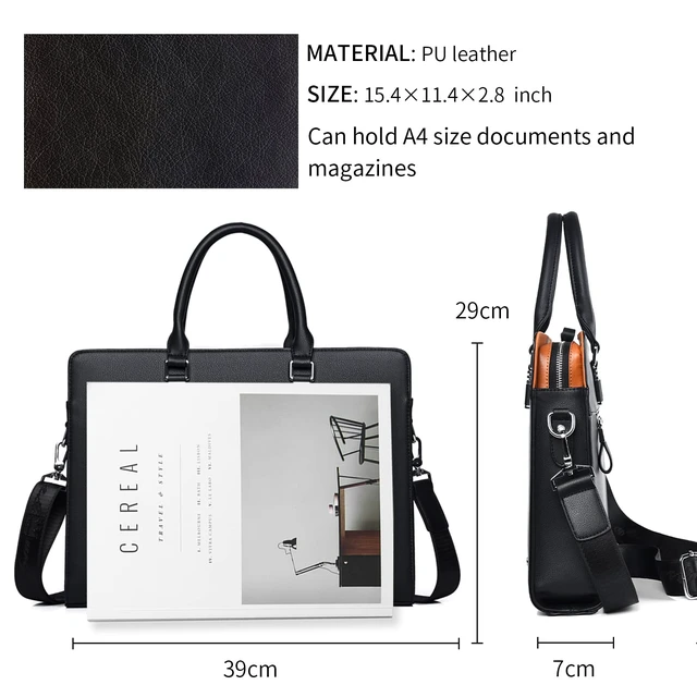 Alt view image 4 of 6 - Business Bag Leather Briefcase Shoulder Laptop Business Bag for Men