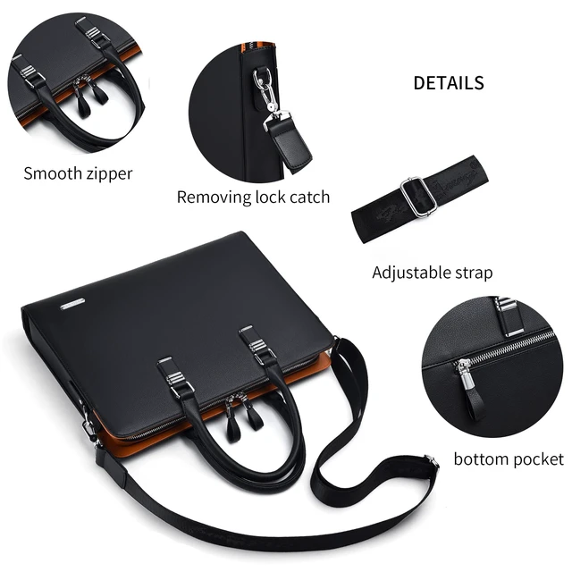 Alt view image 5 of 6 - Business Bag Leather Briefcase Shoulder Laptop Business Bag for Men