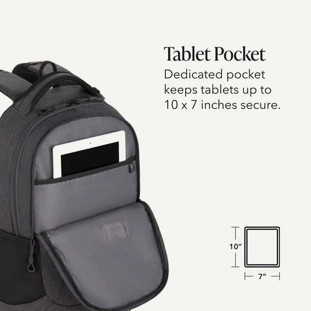 Alt view image 4 of 7 - 5505 Cecil 16 Laptop Backpack Charcoal Daily Laptop Bag with Gear Attachment Options Multiple Organizer Pockets & Padded Shoulder Straps